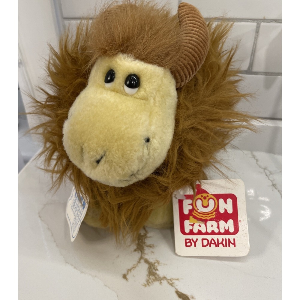 Vintage Dakin Yakitty Yak Fun Farm Plush Stuffy Fluff Up Shake 1983 Brown 7"